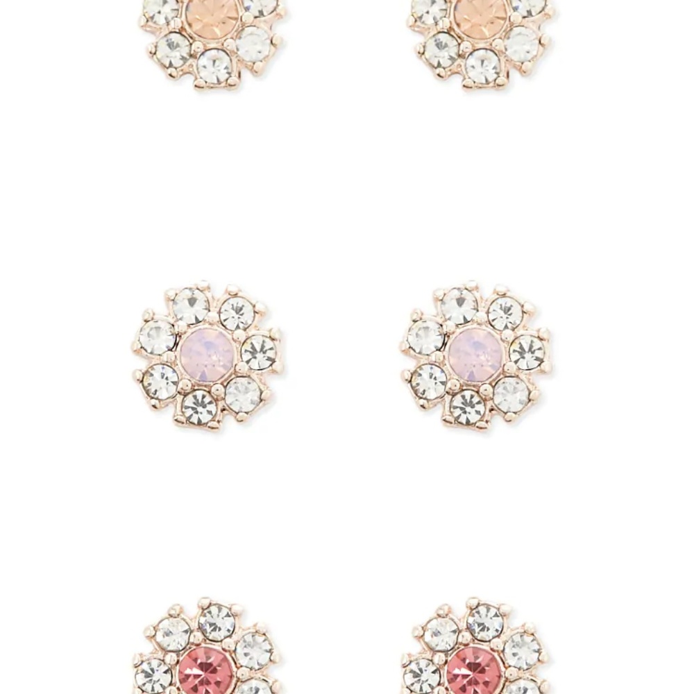 BRAND NEW Floral Rhinestone Stud Earring Set